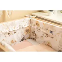 Sensillo Baby Bedbumper - Bedomrander - Anti stootrand Ledikant - Bed Zijbeschermers - 180x30cm - Wit Beertjes met roezels