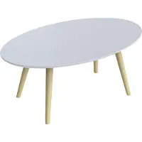 Meet by Paperflow Bijzettafel SCANDI, ovaal, 4-poots onderstel van massief hout, B 850 x D 500 x H 350 mm, wit /beuken