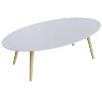 Meet by Paperflow Bijzettafel SCANDI, ovaal, 4-poots massief houten frame, B 1150 x D 600 x H 350 mm, wit/beuken
