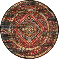 Muratap Rond vintage marrakech laagpolig vloerkleed multikleur zwart- 300 cm rond