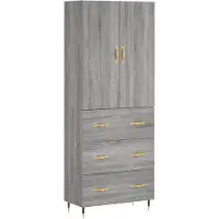 vidaXL Hoge kast 69,5x34x180 cm bewerkt hout grijs sonoma eikenkleurig