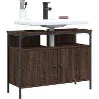 DKD Home Decor Onderkast voor wastafel, bruine eikenhoutlook, 80x30x60 cm, gemaakt van houtvezel