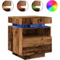 vidaXL Nachtkastje met LED-verlichting 40x39x48,5 cm oud houtkleurig