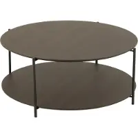 Jline Salontafel rond MDF/metaal donkerbruin klein