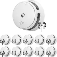 SAVS S10-W Draadloos koppelbare rookmelder - 10 Rookmelders - LinkSmart - 10 jaar batterij - Optioneel WiFi - Infrarood sensor - Koppelbaar brandalarm