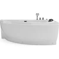 Vente-unique Wit asymmetrisch bubbelbad - 1 plaats - 160 x 75 cm - Hoek rechts - TABANA