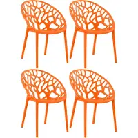 CLP Hope 4er Set stapelbare Tuinstoelen - Weerbestendig & UV-bestendig - Kunststof Stoelen met Armleuningen - Modern Design - licht grijs