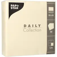 Papstar 14x 50 Servetten DAILY Collection 1/4 vouw 32 cm x 32 cm champagne