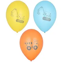 Papstar 12x 6 Ballonnen Ø 29 cm assorti kleuren Construction Vehicles