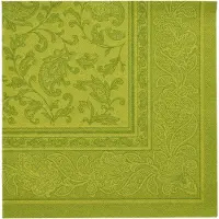 Papstar 8x 20 Servetten ROYAL Collection 1/4 vouw 40 cm x 40 cm olijfgroen Ornaments