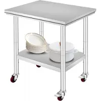 Sans marque Keukentafel - RVS Werktafel Deluxe - Werkbank - Met 4 Wielen - 30x24 Inch - Voor Voorbereiding
