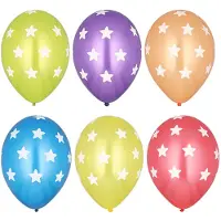 Papstar 12x 6 Ballonnen Ø 29 cm assorti kleuren Stars