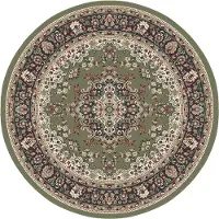 Muratap Nain klassiek medaillon rond laagpolig oosters vloerkleed vintage tapijt -