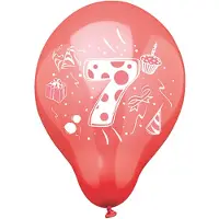 Papstar 12x 6 Cijferballonnen Ø 25 cm assorti kleuren 7