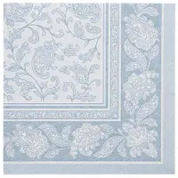 Papstar 8x 20 Servetten ROYAL Collection 1/4 vouw 40 cm x 40 cm arctisch blauw Ornaments