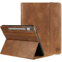 Rosso Element Hoes Geschikt voor Lenovo Idea Tab Pro 12.7 | Book Case | Volledige bescherming | Elastische band | Sleep/Wake functie | Met Penhouder | Verstelbare standaard | Bruin