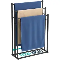BUDDLEY Handdoekrek - 3 Armen - Extra Breed - Badkamer - Handdoekenrek - Handdoek Rek - Staand - Handoekrek - Handoekenrek - Vrijstaand - Zonder boren - Zwart