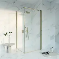 FortiFura Galeria Douchecabine - 140x90x200 - Profiel veiligheidsglas - anti kalk - Geborsteld Messing PVD (Goud) SW1122488 SW797916 SW797910