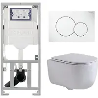 Geberit QeramiQ Dely Swirl Toiletset - 36.5x53cm - UP320 inbouwreservoir - met Burda frame - slim zitting - witte sigma bedieningsplaat - ronde knoppen - glans wit 0701131/0700518/SW1000766/SW1026256