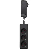 Bachmann SmartPlug platte stekker, met 3x geaard stopcontact, zwart, 1,6 m
