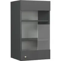 Vicco Fame-Line Glazen keukenkast – 40 cm Anthrazit-Gold Landhaus
