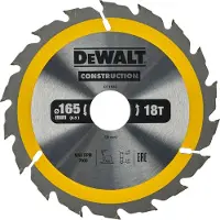 DeWalt Cirkelzaagblad voor Hout | Construction | Ø 165mm Asgat 30mm 18T - DT1936-QZ