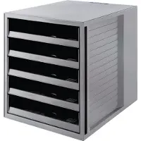 HAN Ladebakje SCHRANK-SET KARMA, 5 open lades, DIN A4, lichtlopend, B 275 x D 330 x H 320 mm, grijs