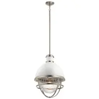Kichler LED Hanglamp Tollis | 1X E27 Max 40W | Dimbaar | Brushed Nickel & White