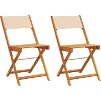 vidaXL Bistrostoelen 2 st massief acaciahout en stof beige