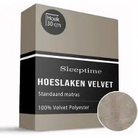 Sleeptime Velvet Hoeslaken - taupe - 140x200 cm