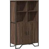 vidaXL - Hoge - kast - 79,5x35,5x137,5 - cm - bewerkt - hout - bruin - eikenkleur