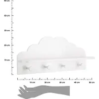 Atmosphera Kapstok kinderkamer - witte wolk - 4 haken en plank - MDF - 48 x 12 x 22 cm - Kapstokken