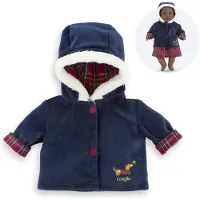 Corolle babypop winterjas - donkerblauw, bontkraag, 36cm poppen.