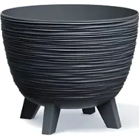 Prosperplast Furu Eco Wood-Naturo - Bloempot met pootjes / Plantenbak - UV-bestendig ⌀ 395mm - Antraciet