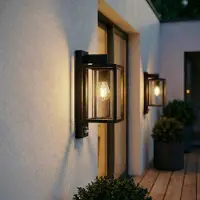 LUCANDE Wandlamp buiten met bewegingssensor Ferda , dimbaar, zwart, Aluminium, Modern