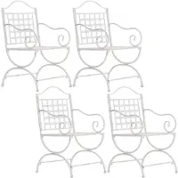 CLP Tuinstoel set van 4, metalen uitvoering, model Lotta, handgemaakt in Jugendstil-stijl, met armleuningen, antiek wit