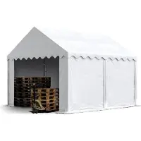 Sonstiges Opslagtent 4x4 m met ritssluitingen - 2,0m zijwandhoogte, PVC 750, met grondframe, wit