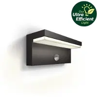 Philips Wandlamp buiten met bewegingssensor Bustan, zwart, Aluminium, Modern