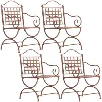 CLP Lotta tuinstoel set van 4 - metaal - art-nouveau - armleuningen - antiek bruin