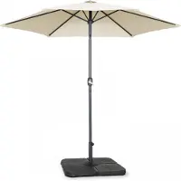 Oviala - Kantelbare rechte parasol van 3m met 4 vulbare witte gewichtsplaten - Matera