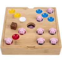 Engelhart Pig Hole Game – Bamboe – 60 Siliconen Varkentjes – Strategisch Gezelschapsspel – Tactisch Bordspel –