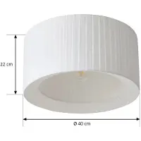 LINDBY Plafondlamp , Virelle, dimbare, Wit, Woonkamer, Stof