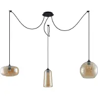 LUCANDE Glazen hanglamp Zyli, dimbaar, crème / amber, Woon-/ Eetkamer, Glas, Vintage, hanglamp