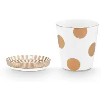 Pip studio Mok en Theetip Dot Delight White-Gold 290 ml (Set van 2)