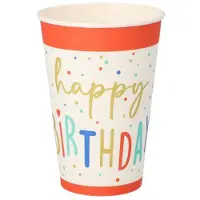 Papstar 14x 10 Drinkbekers Karton 02 l Ø 7 cm · 97 cm wit Happy Birthday