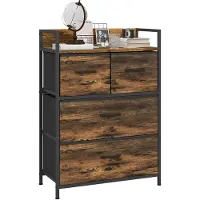 HOMCOM -Kommode-Polyester, Stahl-60L x 29B x 85H cm-Rustikal-Braun