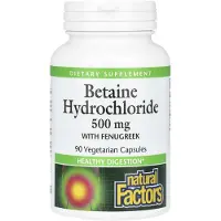 Natural Factors - Betaine Hydrochloride met Fenegriek (90 Capsules)