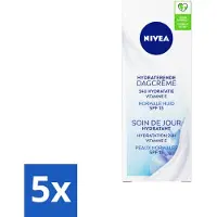 Nivea - Essentials Dagcrème - Hydraterende Gezichtscrème - Normale huid - SPF 15 - Met Vitamine E, Magnolia- & Lotusextract - 50 ml - Bulkverpakking - 5 stuks