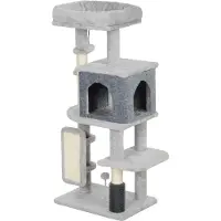 PawHut krabpaal voor katten, gemaakt van spaanplaat - 44x34x104cm - Lichtgrijs