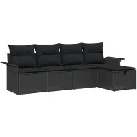 vidaXL Tuinbank Set 5 st Zwart poly rattan